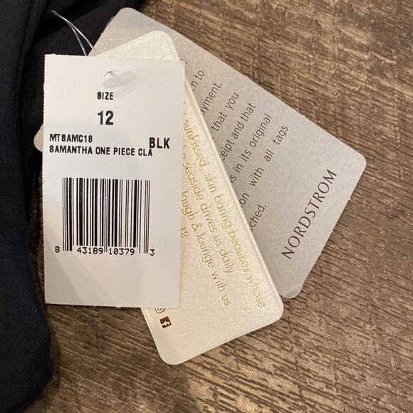 NWT L SPACE by Monica Wise Black One Piece Swim Suit Size 12 - Picture 7 of 14